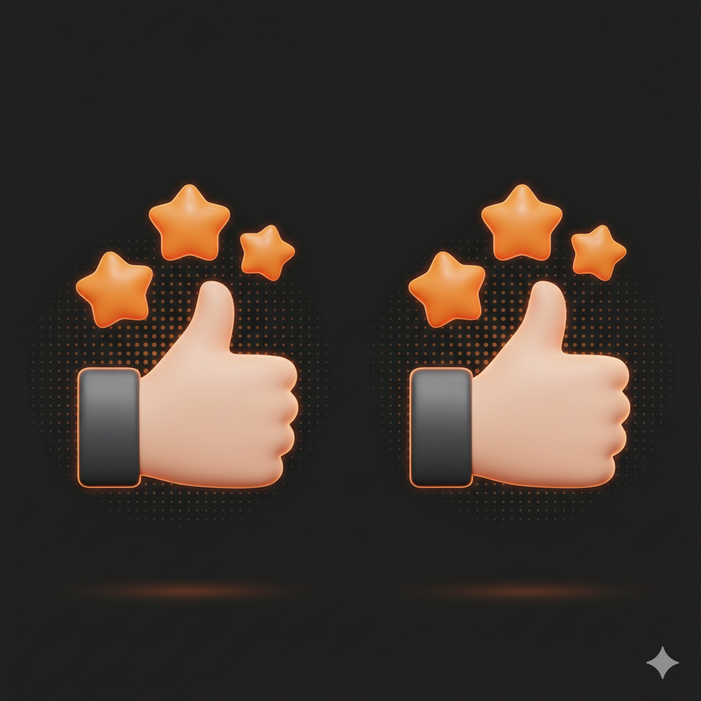 Thumbs up 3d with stars